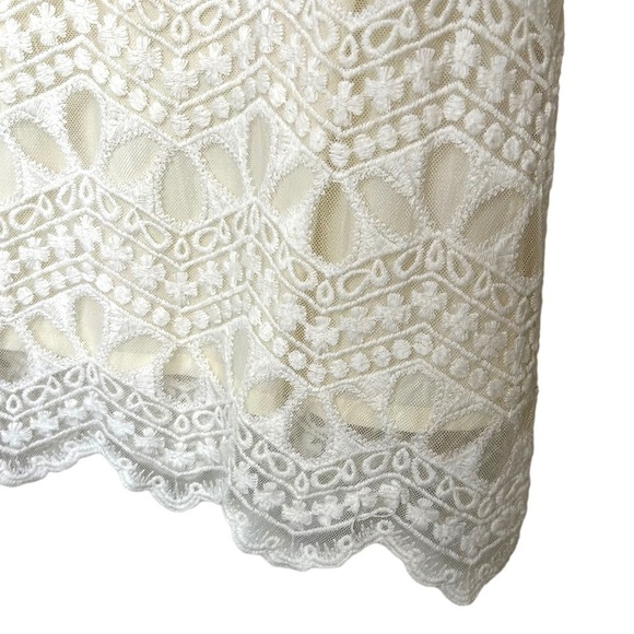 ZARA Womens Cream Lace Short Sleeve Shift Dress - Picture 8 of 11
